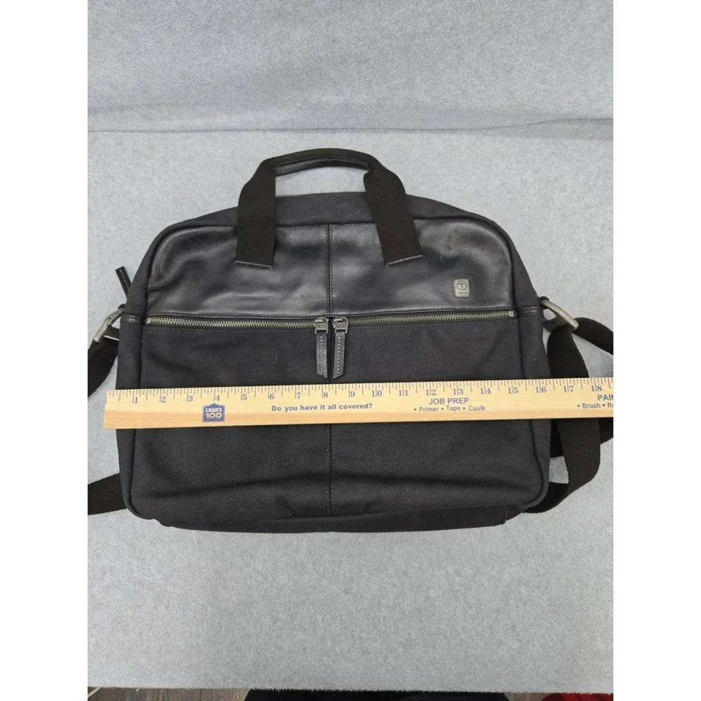 Tumi T-tech‎ Leather and Nylon Portfolio Laptop Black Briefcase Pockets Bag